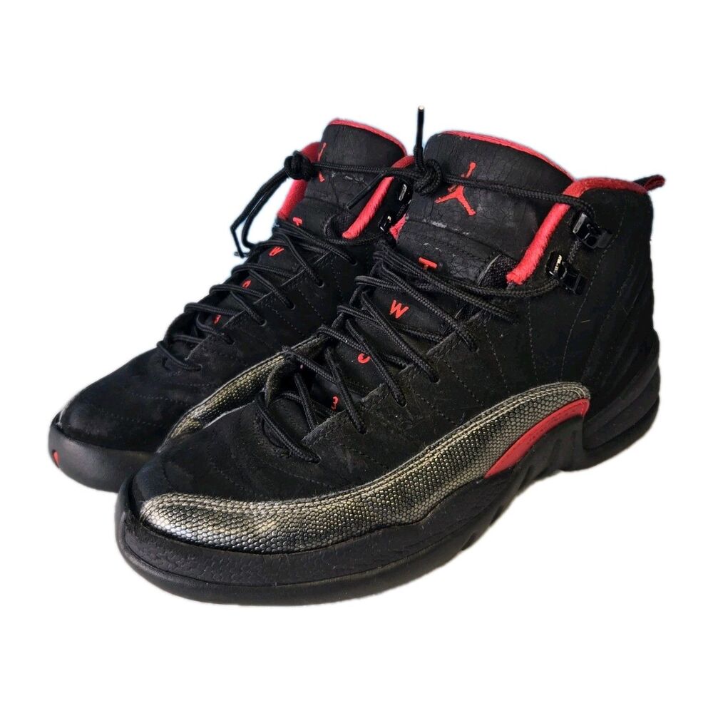 Nike Air Jordan 12 Retro Flu Game Black Red GS 6.5Y Womens 8 Sneakers